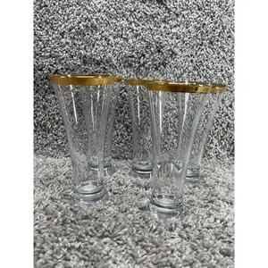 Vtg Circleware Crystal 7 1/8” Gold Encrusted Trim 10Oz Pilsner Glass Classique 5